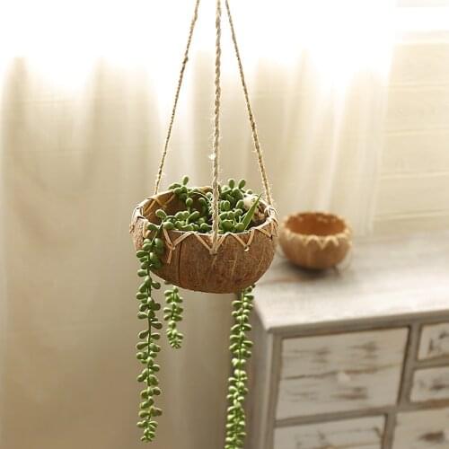 Creative Coconut Shell Hanging Basket Flower Pot Balcony Decoration Wall Hanging Succulent Plants Hanging basin wedding Vase
