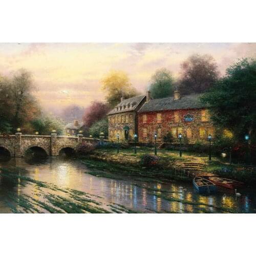 Lamplight Inn Thomas Kinkade HD Canvas Print Living Room Bedroom Wall Pictures Art Painting Home Decoration No Frame