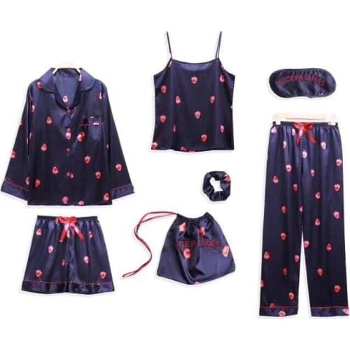 Summer Casual Women Silk Pajamas Sets Satin Sleepwear Pyjamas Pajamas Female Sexy Long Pajamas and Short Pajama Set