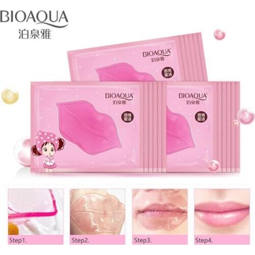 BIOAQUA 5pcs Skin Care Crystal Collagen Lip Mask Moisture Essence Lip Care Pads Anti Ageing Wrinkle Patch Pad Gel For Makeup