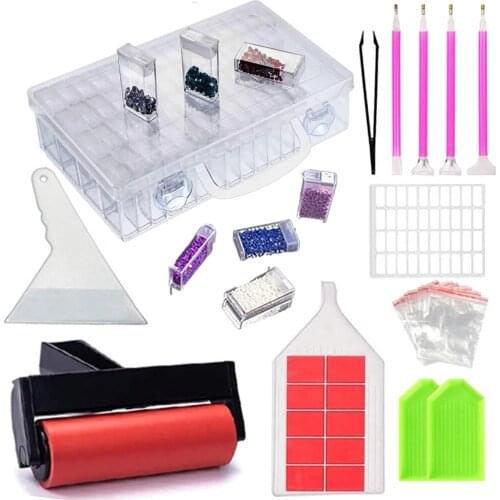 5d Diamond Painting Tool Accessories Beads Storage Box Roller Clay Tray Diamond Painting Drill Storage Box Transparent Container