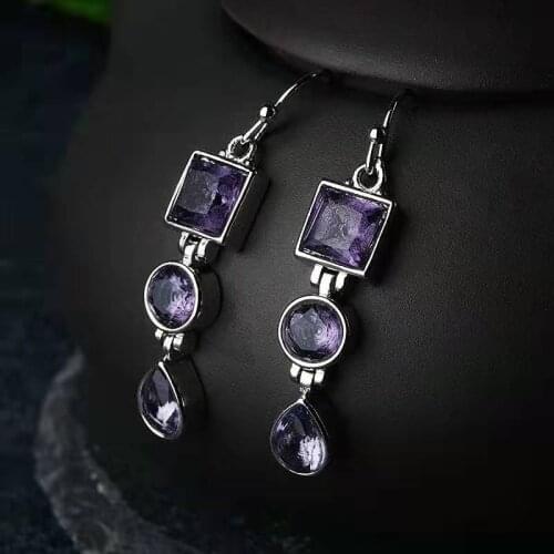New charismatic lavender crystal zircon earrings long earrings