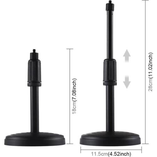 PULUZ PU390 Round Base Desktop Mount for LED Ring Video Light, Adjustable Height: 18cm-28cm
