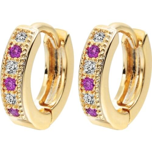 QIAMNI Colorful Classic Baby CC Hoop Earrings For Women Zirconia Earring For Teen Girls Indian Jewelry A1174