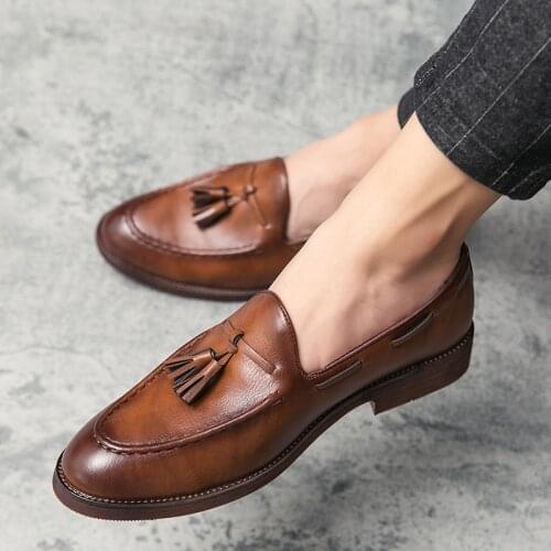 Tassel Loafer Shoes Men Slip on Driving Moccasins Mens Comfortable Leather Shoes for Outdoor Fashion Man Leather Casual Shoes