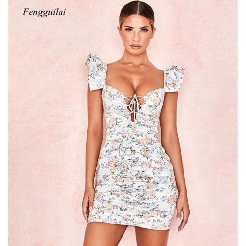 Sexy Hollow Womens 2021 Summe Fashion Ruffle Beach Leisure Vacation Mujer Elegant Dresses