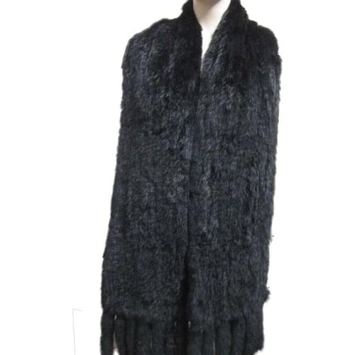 Knitted Real Rabbit Fur Scarf Winter Woman Shawl With Tassel Luxury Neck Warmer 2018 New Arrival Thick Plus Size Scarves