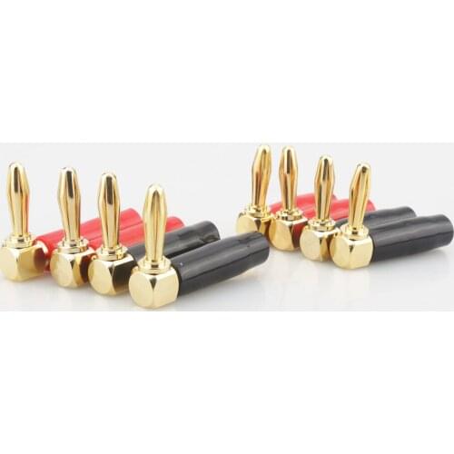 8PCS COPPER Right Angle 4mm Banana Plug Audio Speaker Cable Connector Screw