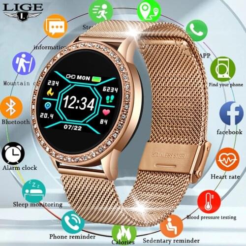 LIGE 2021 New Smart Watch Women Full Touch Screen Sport Fitness Watch IP67 Waterproof Bluetooth For Android ios smartwatch Men