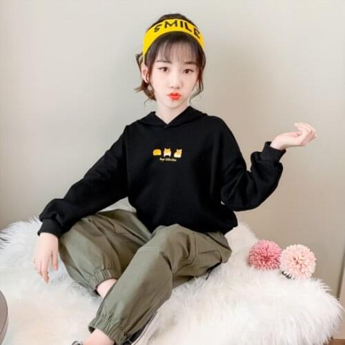 Hooded Girls' Hoodies Sweatshirts Babys Kids Outwear 2021 Spring Autumn Top Toddler Pullover Formal Sport Cotton Childrens Clo