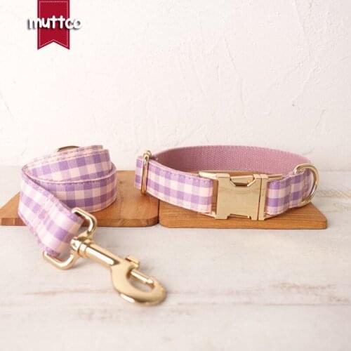 MUTTCO unique dog collar PLNK VIOLET PLAID convenient to walk the dog leash accessory for small medium large dog 5 size UDC101J