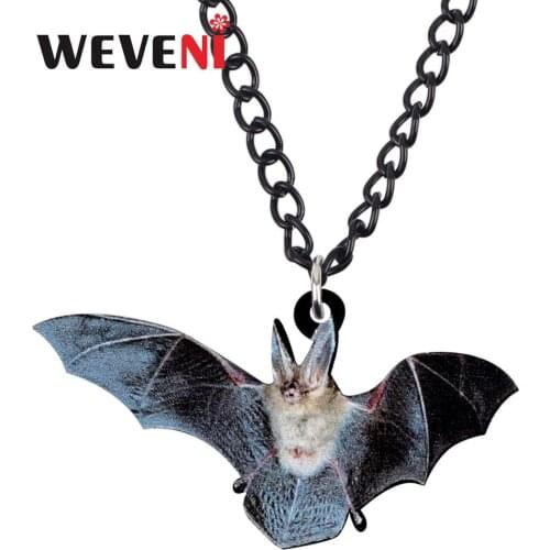 WEVENI Acrylic Halloween Flying Bat Necklace Choker Novelty Animal Jewelry Teen Girl Kids Charm Gift Festival Decoration Brincos
