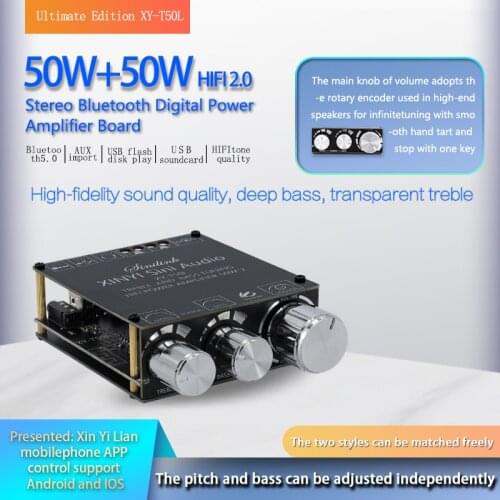 XY-T50H/T50L TPA3116D2 50W+50W Bluetooth 5.0 Subwoofer Amplifier Board 2.0 Channel High Power Audio Stereo AUX USB Bass CAR AMP