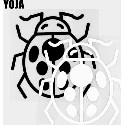 YOJA 13.2×13.3CM Vinyl Decal Lovely Lady Beetle Car Stickers Cartoon Animals Black/Silver 19C-0371