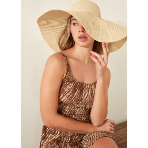 Womens Straw Beach Hat Light Beige