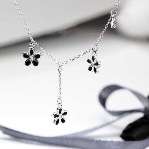 Fashion Vintage 100% 925 Sterling Silver Clover Pendant Necklace For Women Shoet Chain Bohemian Choker ожерел collar Jewelry
