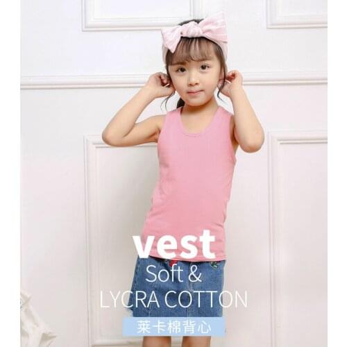 Child summer children Lycra cotton solid color vest boys girls with the same sleeveless bottoming shirt