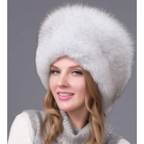 Winter Neutral Fox Fur Hood Caps Real Sheepskin Hat Fox Raccoon Fur Hat Female Autumn Winter Russia Outdoor Hat HJL-02