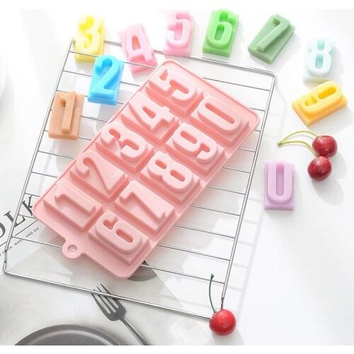 0-9 digital organic silicone mold chocolate mold silicone handmade soap fondant ice tray mold happy birthday decoration tool