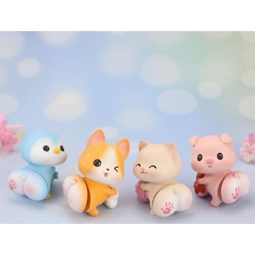 1Pcs Shaking Bottom Dog Cat Ornament Cute Nodding Decoration Gift Car Interior Resin Pig Craft Fairy Garden Decor Home Ornament