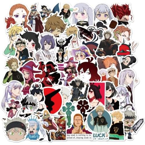 10/50pcs Black Clover Quarter Knights Card Anime Stickers Waterproof DIY Skateboard Guitar Laptop Bicycle Sticker Kids Toys