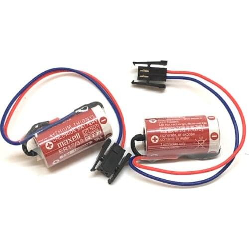 10pcs/lot Maxell ER17/33 ER 17/33 3.6V 1600mah PLC industrial control Lithium Thionyl Chloride battery batteries with black plug