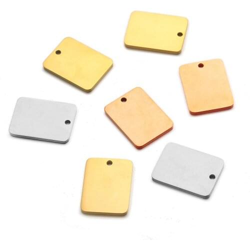 5pcs/Lot Stainless Steel Rectangle Blank Bar Charms Pendants For DIY Making Necklace Bracelet Jewelry 15*20mm