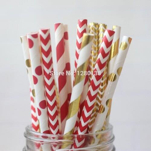 500pcs Eco-friendly Paper Straws Pink Blue Mint Purple Red and Rose Gold Foil Cake Pop Sticks for Party Wedding Table Setting