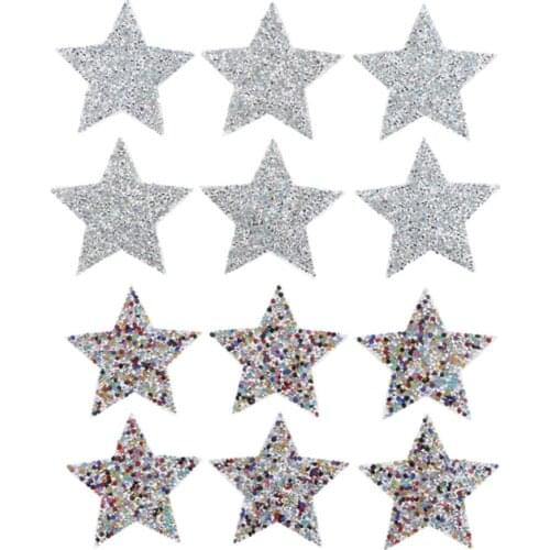 6 Pieces Star Iron on Crystal Rhinestone Patch for Costume Bag Backpack DIY