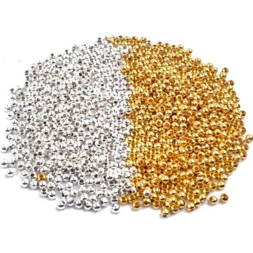 50pcs gold rose gold Stainless Steel Round Ball Beads 2 3 4 5 6 8 10mm bead Large Hole European Space Beads for DIY findings