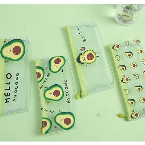 Lovely Pattern Practical PVC Zipper Pencil Case Avocado Pattern Pencil Case Delicate for Girl