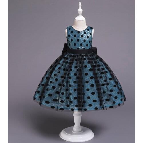 Flower Girl Dress Childrens Sequin Dress Girls New Polka Dot Dress Big Bow Princess Pettiskirt Princess Dress