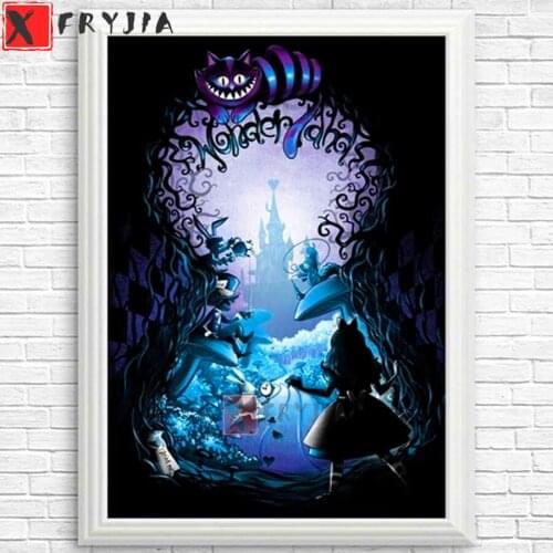 Cartoon Girl Alicel Diamond Painting Full Square Round Drill 5D DIY Diamond embroidery Book Of Wonderland Art Mosaic Kit Picture