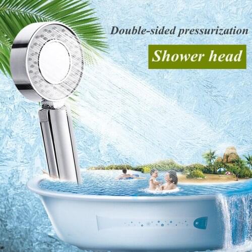 Double-sided Dual Function Shower Head Water Saving Round ABS Chrome Booster Bath Shower High Pressure Handheld Hand Shower