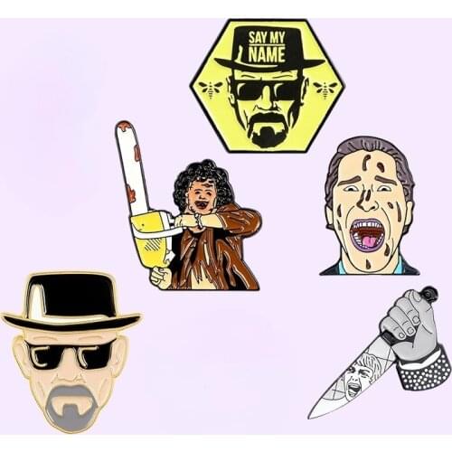 Bad Man Enamel Pins Killer Badge Chainsaw Dagger Knife Ruthless Man Brooch Collect Cartoon Cool Badge Gift Lapel Pin Wholesale