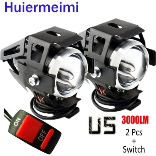 Huiermeimi 1Pair Motorcycle LED headlights U5 12V 125W motorbike Decorative lamp moto Headlamp spotlights 3000lm spot head light