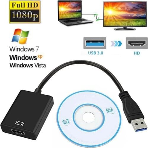 USB 3.0 To HDMI-compatible Audio Video Adapter Converter Cable for Windows 7/8/10 Win10 Laptop PC Computer To TV 1080P Monitor