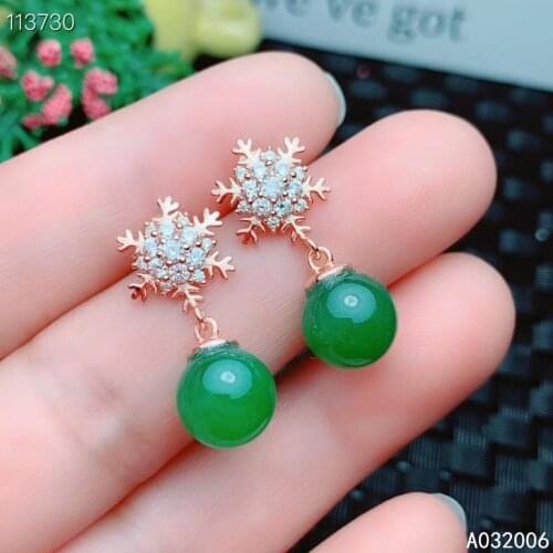 KJJEAXCMY 925 sterling silver natural Jasper bead earrings new ladies luxury jade eardrop support test