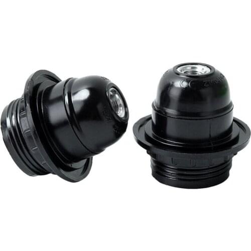 2Pcs Retro Vintage ES E27 Screw Light Lamp Bulb Holder Cap Base Socket Controller Switch,Black