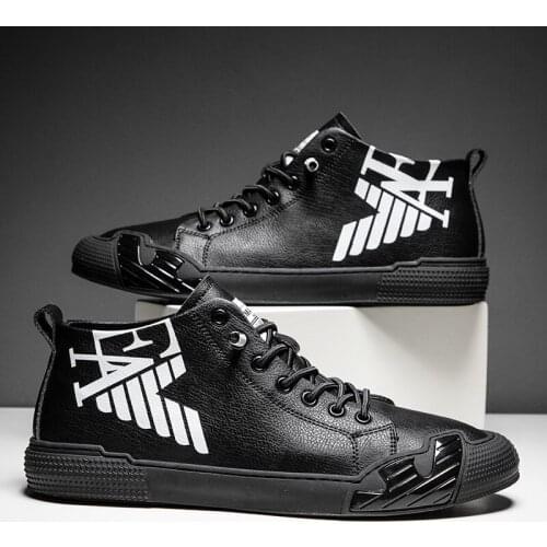 Superstar Fashion Letter Black Printed High Top Sneakers Men Skateboard Shoes Seasons Comfortable Sport Shoes Men Zapatos Hombre