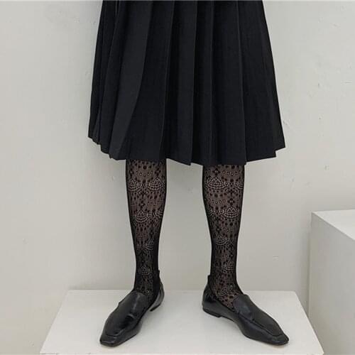 Retro Lolita Lace High Socks Women Mesh Fishnet Long Stocking Knee Socks Transparent Pantyhose Leg Stockings Dress High Elastic
