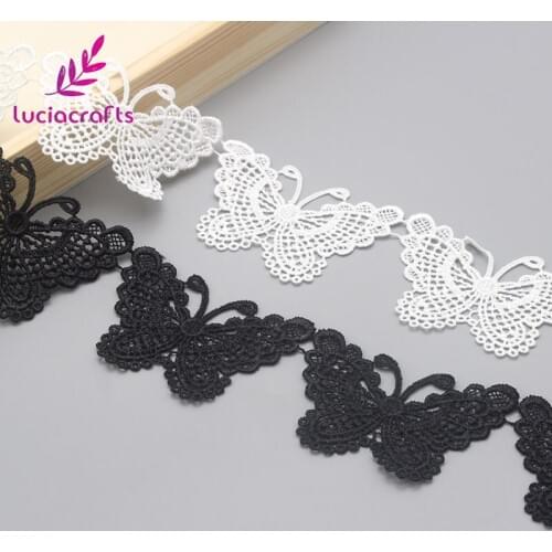 Lucia crafts 1yard/lot 3D Butterfly Embroidery Lace Trim Ribbon DIY Sewing Accessories N0510