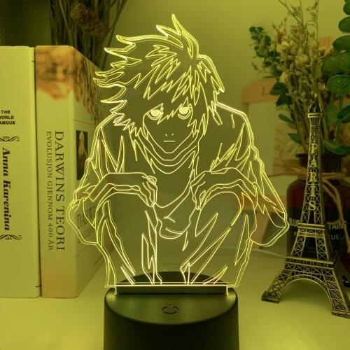 Manga Death Note L Lawliet Figure Led Night Light for Anime Room Store Decor Idea Cool Kids Child Bedroom Table Lamp Ryuk Figure