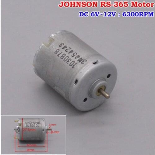 Micro 27MM RS-365 Motor DC 6V~12V 6300RPM Mini JOHNSON 1030878 Carbon Brush Electric Motor DIY Toy