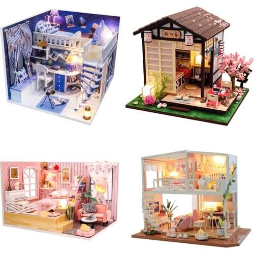 Mini House Diy Dollhouse Kit Miniature Doll House With Furniture Room Box Wooden Building Model Toys For Children Birthday Gift