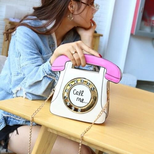 Fashion chic Phone shape chains women shoulder bags designer handbags luxury pu leather crossbody bag lady cute cartoon purses