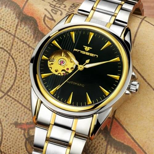 Montre Homme FNGEEN Automatic Mens Watches Skeleton Stainless Steel Mechanical Watch Hollow Automatic Watch For Men Reloj Hombr