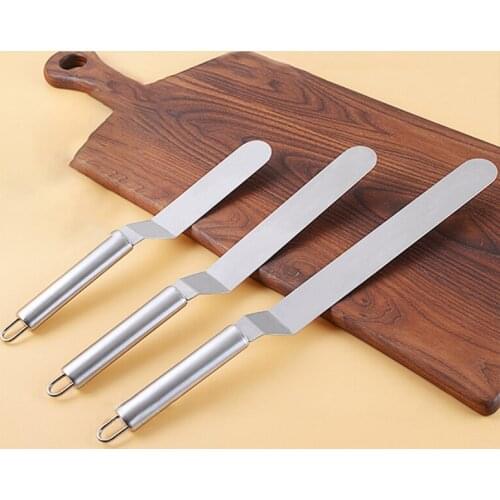 M17D 3 Pcs Stainless Steel Icing Spatula Set 6inch 8inch 10inch Cake Decorating Tool for Baking Smoother Scraper Offset Frosting