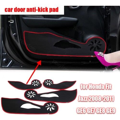 Polyester Trim Decal Carpet for Honda Fit Jazz 2008-11 GE6 GE7 GE8 GE9 Car Door Anti Kick Pad Sticker Protective Mat Accessories