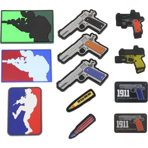 PVC Pistol 1911 patch intage FirepowerAssault Pistol Epoxy Armband Broken Base Military Tactics Badge Headband Clothing